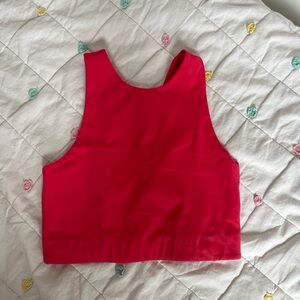Bright Fuchsia Cropped Tank Top sports bra style, fitted
